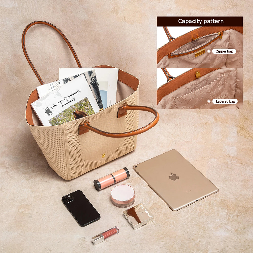 Women's Tote Bag Summer New Fabric Hollow Design Large Capacity