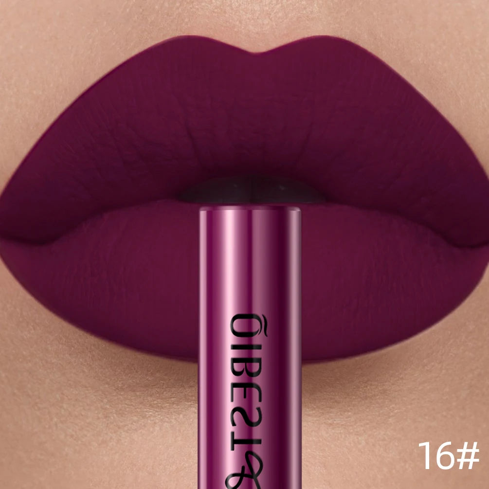 QIBEST Matte Liquid Lipstick – Waterproof, Long-Lasting Velvet Lip Gloss, Nude & Red