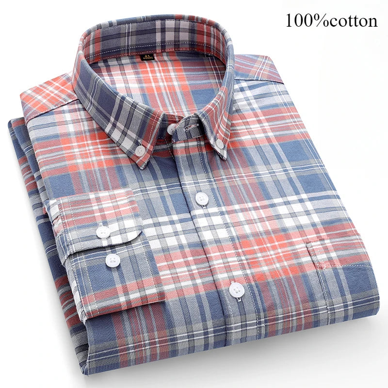 Men's 7XL Oxford Shirt – 100% Cotton, Slim Fit, Soft & Elegant Casual Designer Wear