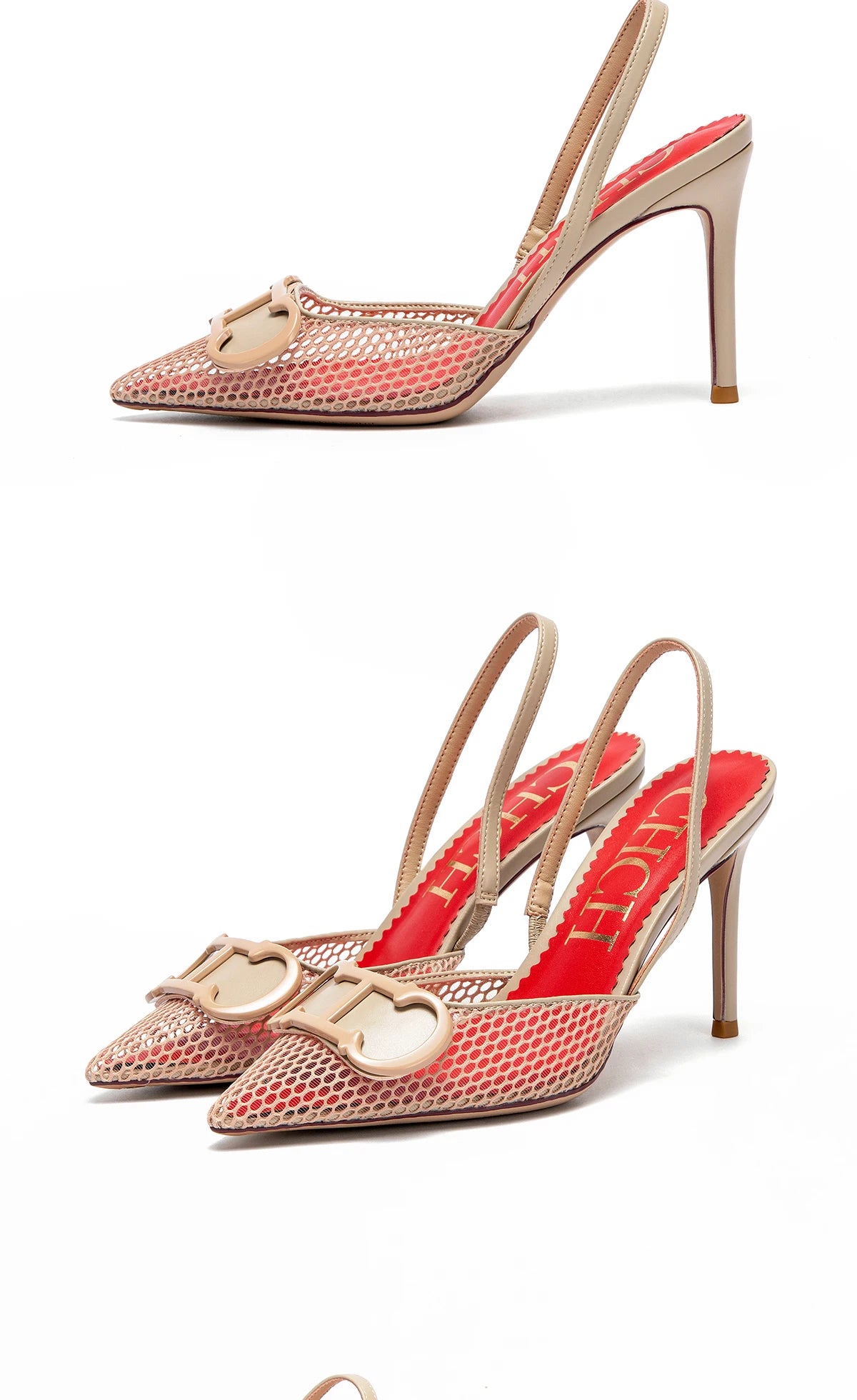 Women's High Heels Breathable Mesh Black Business Sandals 9cm