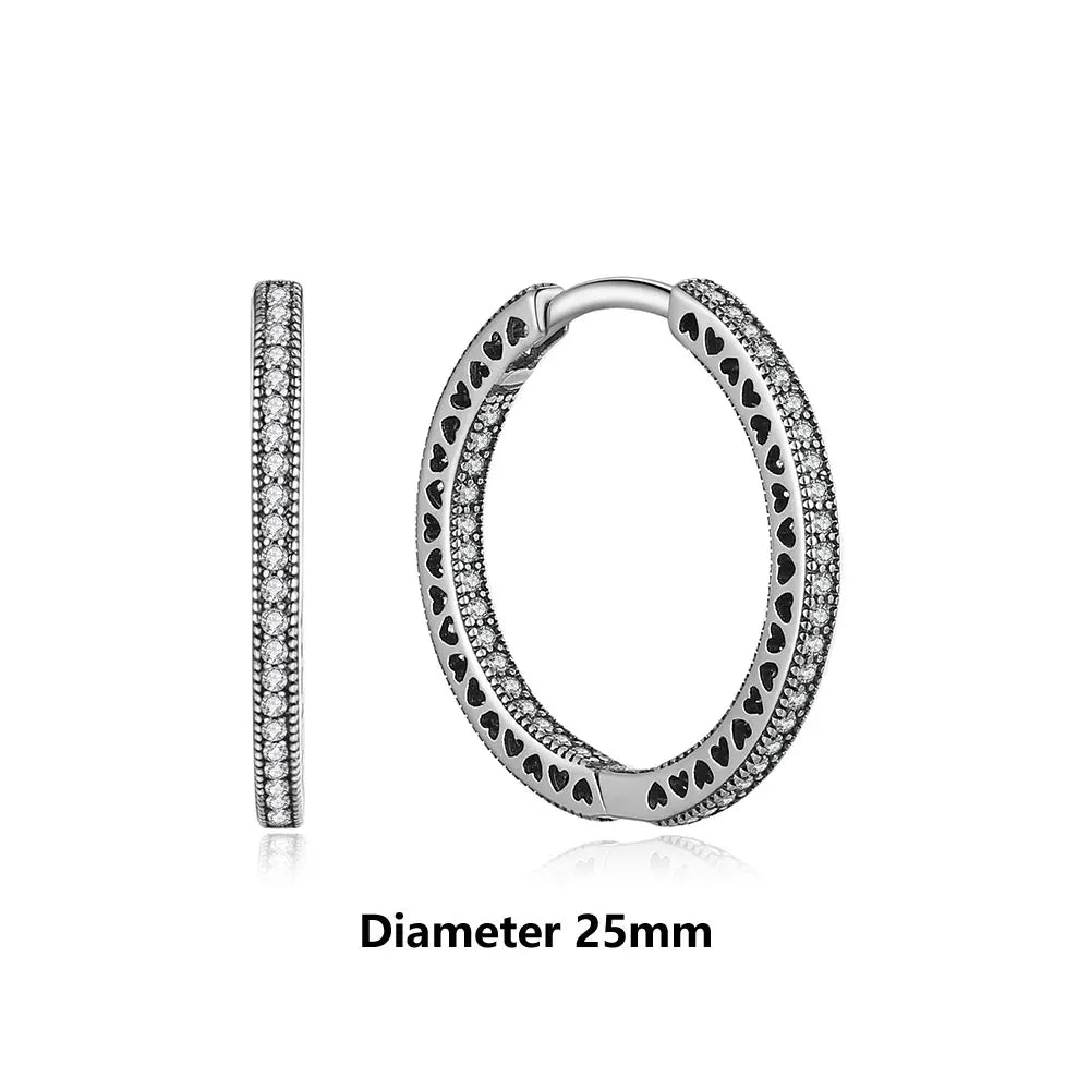 925 Sterling Silver Earrings – Stud & Hoop Set with Crystal, Heart, Crown, Bee & Infinity Designs