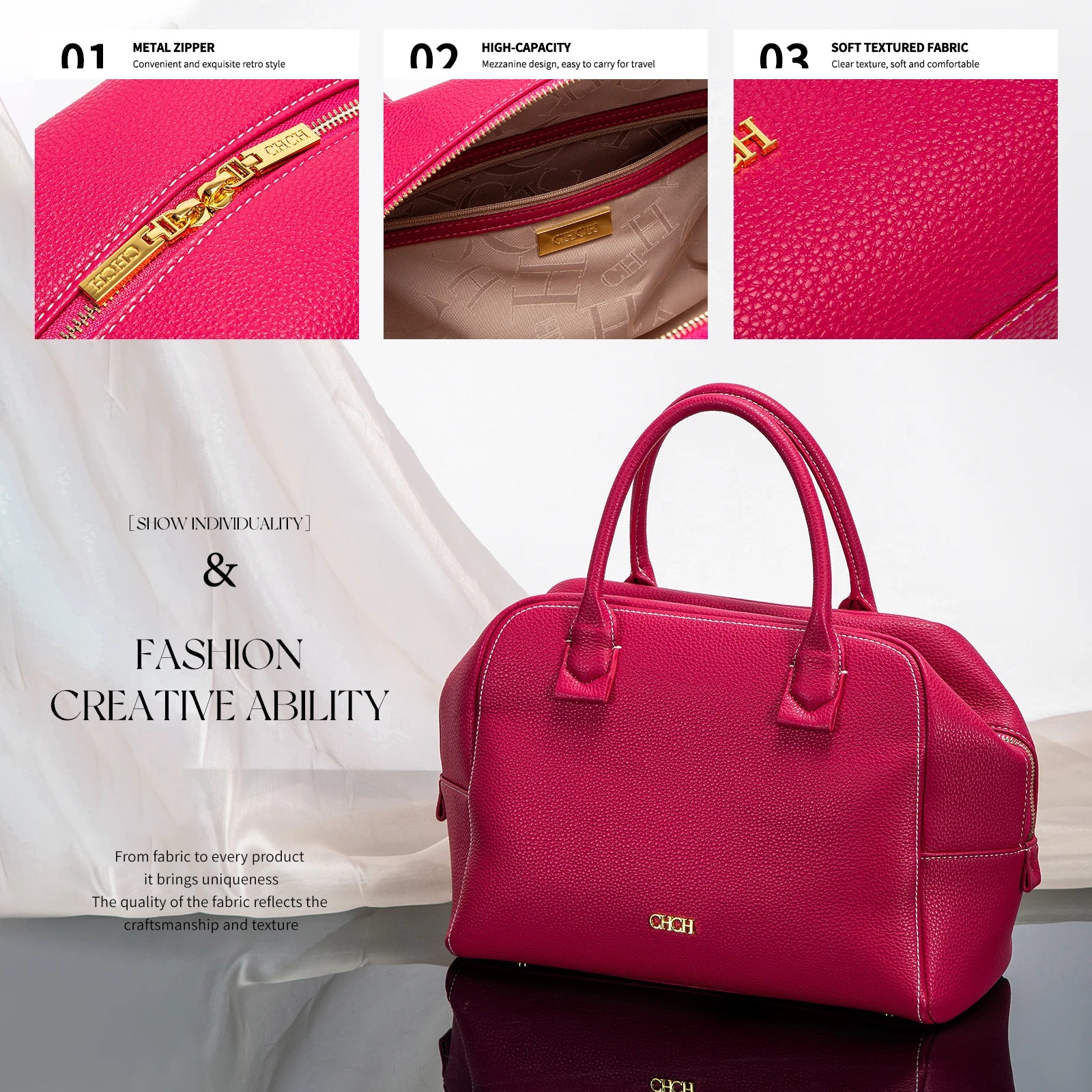 Women's Crossbody Bag Autumn Large Capacity Pillow Bag Hidden Blue Zipper Wide Shoulder Strap Travel Bag