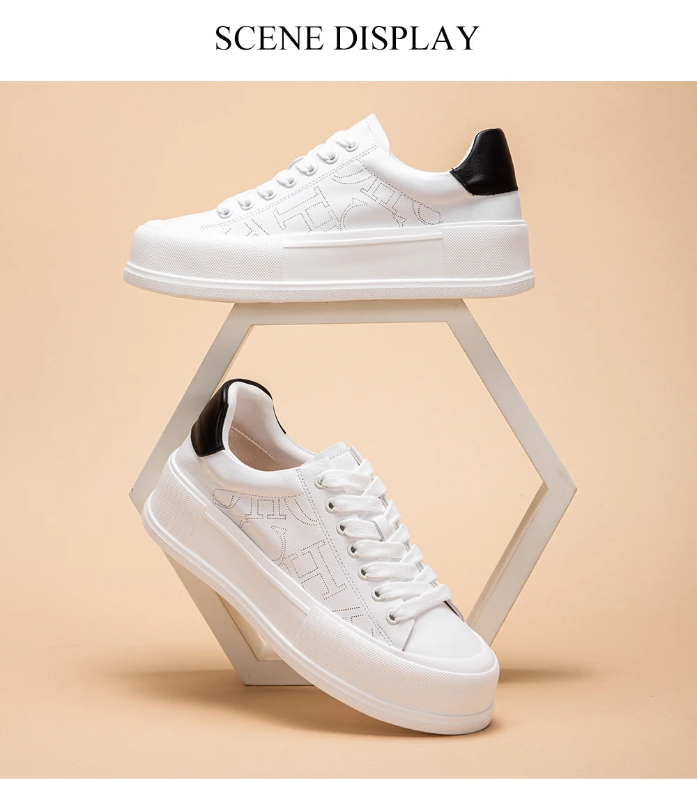 Women's Sports Shoes New Casual And Comfortable Thick-Soled Genuine Leather Wear-Resistant Sports Shoes