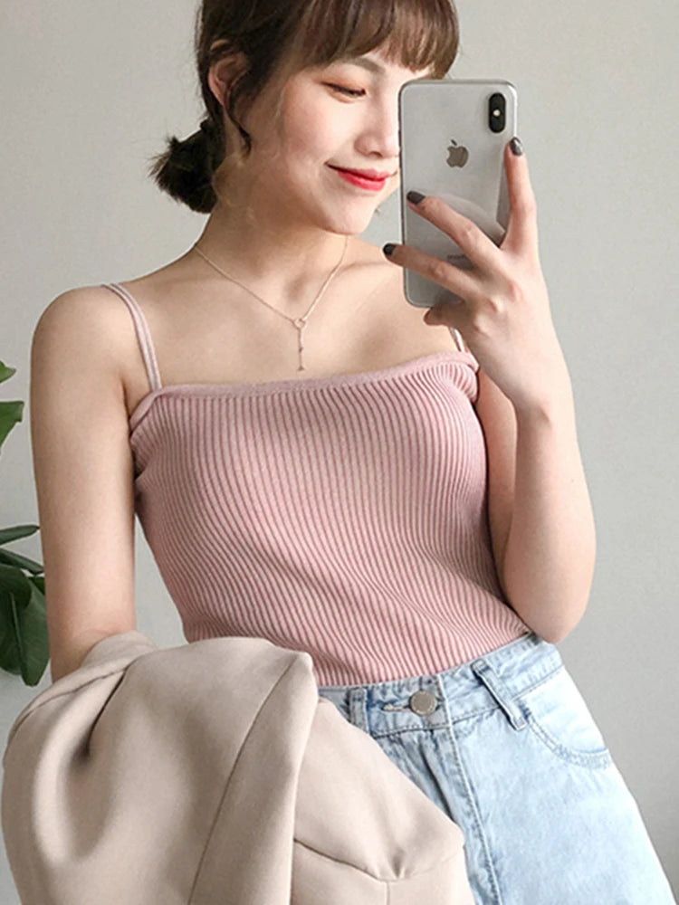 Women’s Halter Crop Top – Sleeveless, Backless Strap, Slim Fit Summer Tank Top Slim Solid Short