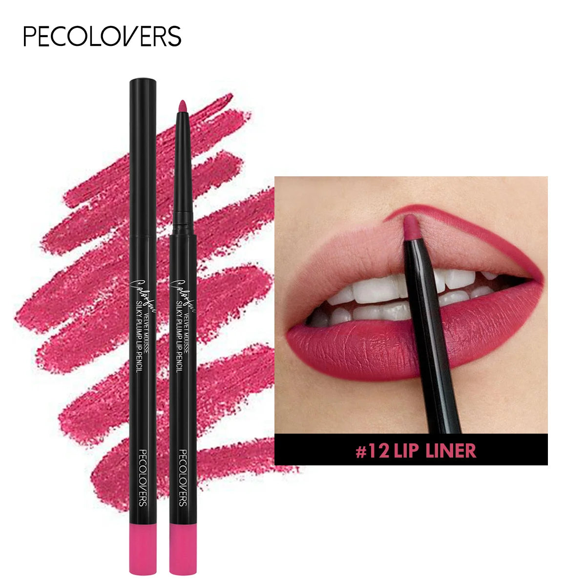 Waterproof Matte Lip Liner – Long-Lasting, Moisturizing, 12 Colors