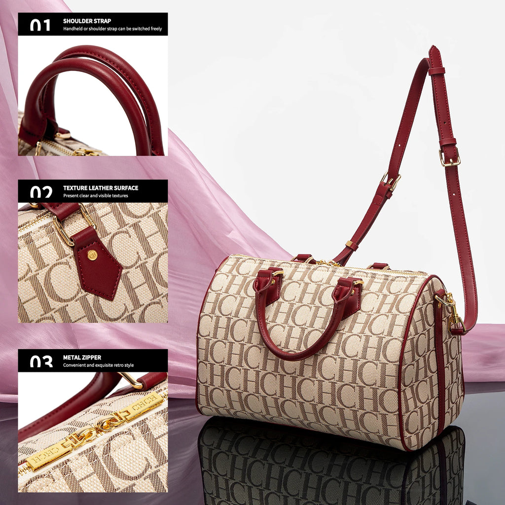 Women's Pillow Bag Autumn/Winter New Collection Letter Handbag Brown Boston Bag