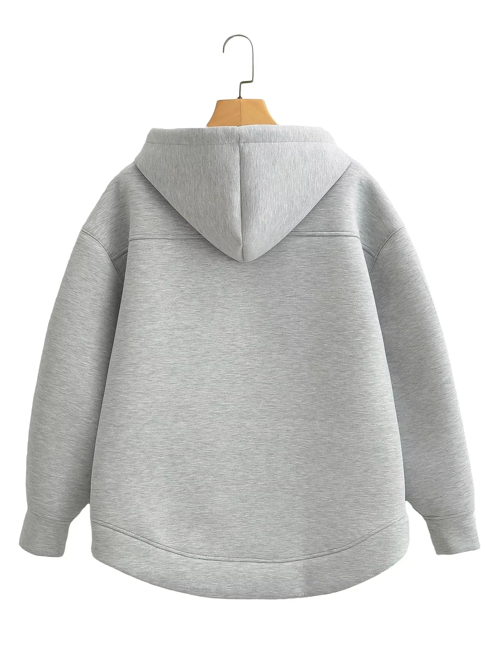 Women’s Winter Zipper Hoodie – Oversized High Street Coat with Double Pockets