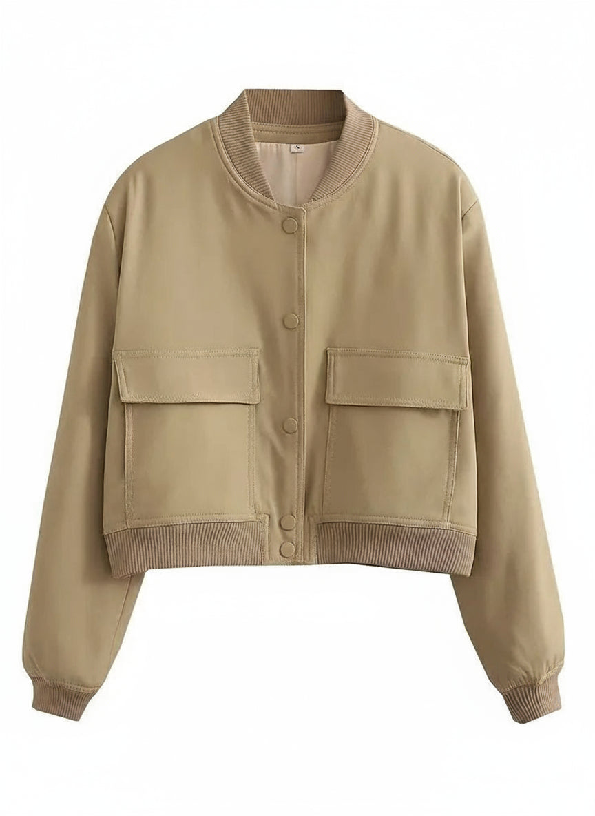 Willshela Women’s Solid V-Neck Bomber Jacket with Pockets