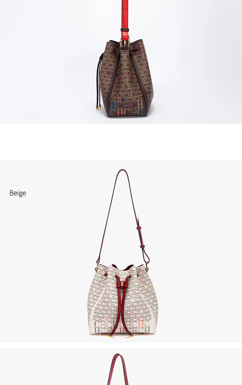 Women's Handbag New Drawstring Bucket Bag Coffee Color Letter Printed Wallet