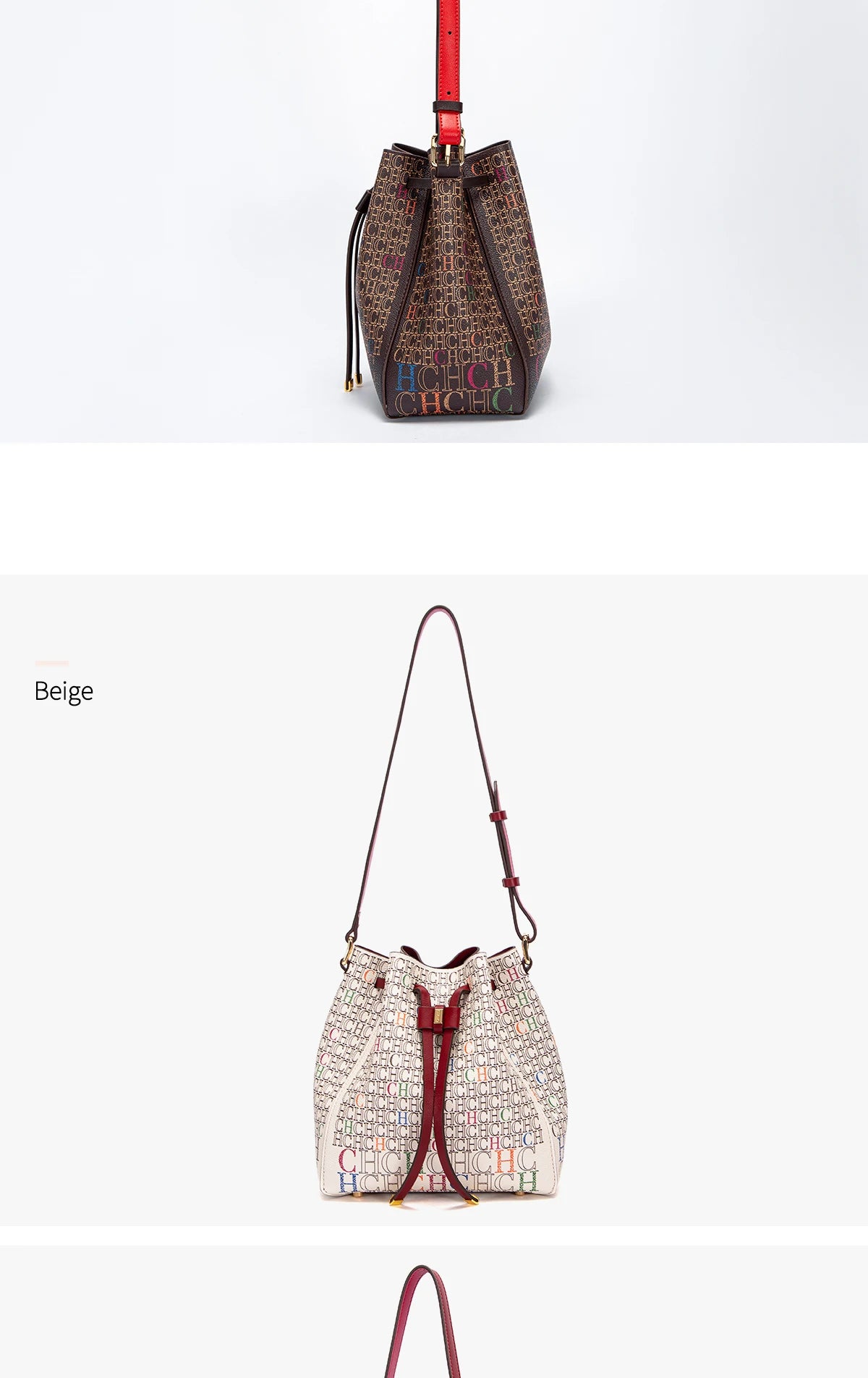Women's Handbag New Drawstring Bucket Bag Coffee Color Letter Printed Wallet