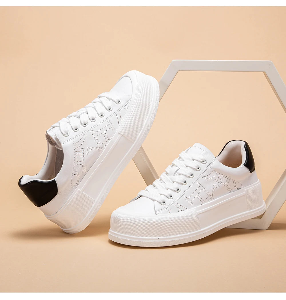 Women's Sports Shoes New Casual And Comfortable Thick-Soled Genuine Leather Wear-Resistant Sports Shoes