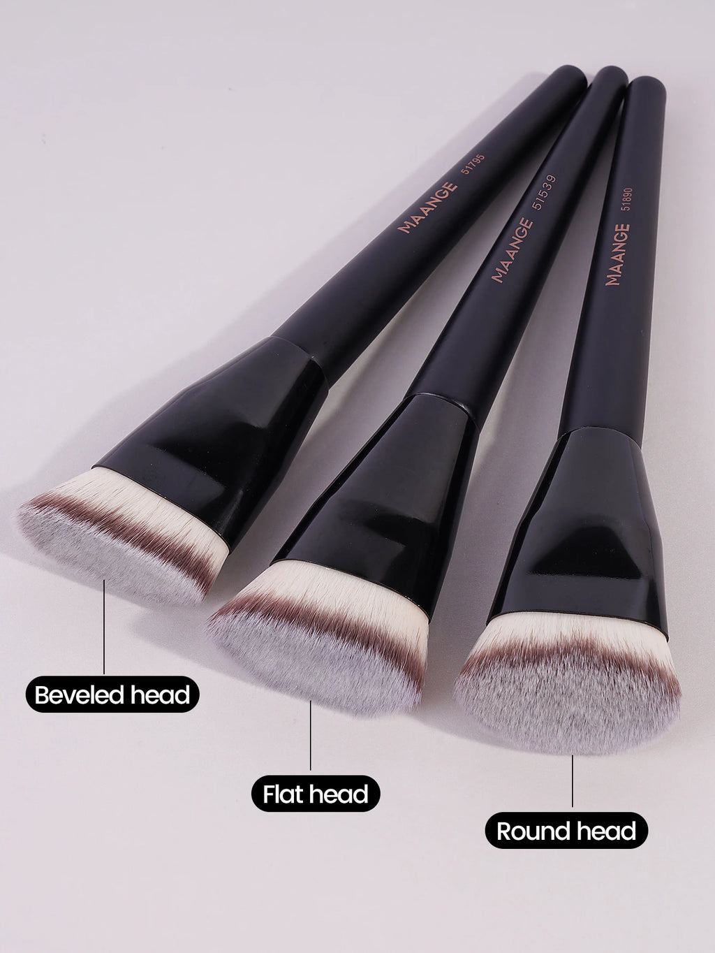 3-Piece Makeup Brush Set – Angled, Round & Flat Brushes with Soft Bristles and Case