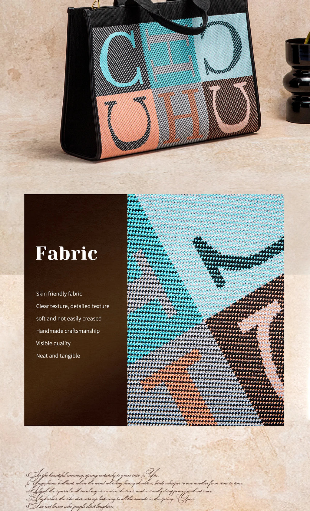 Women's Tote Bag New Letter Eco friendly Large Capacity Handbag Mommy Shopping Bag 42 * 12 * 31cm