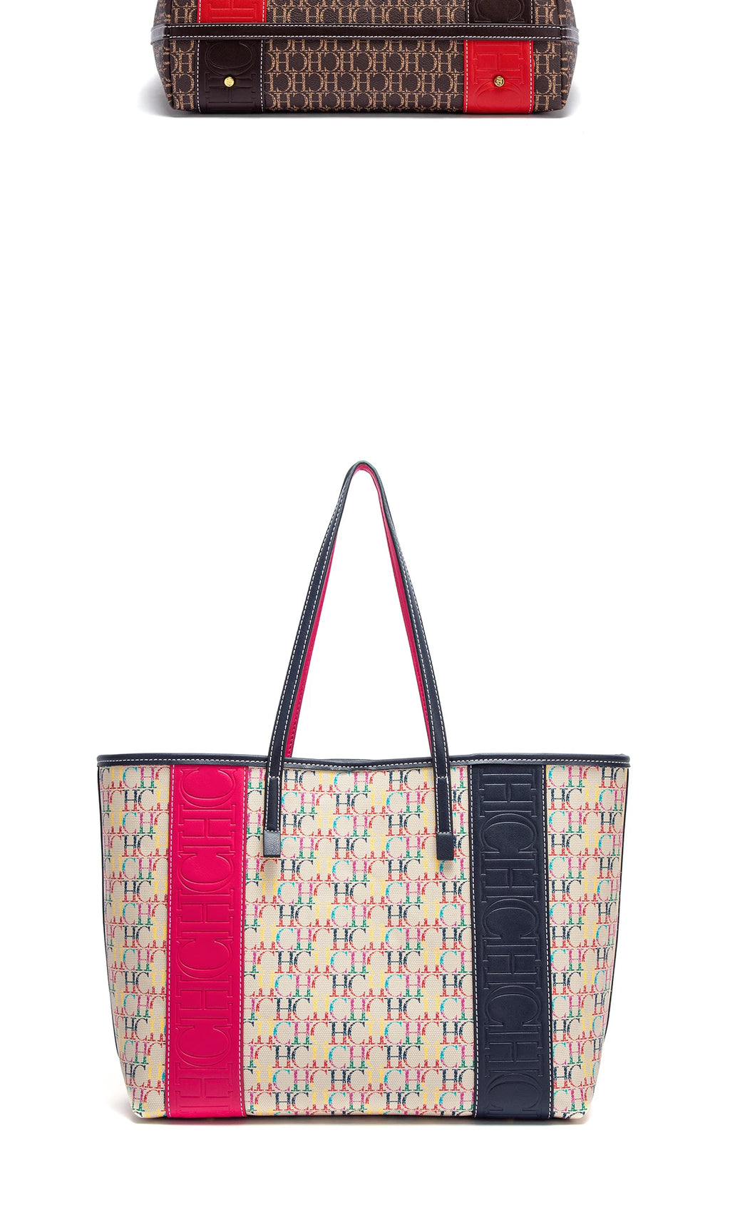 Women's Tote Bag New PVC Large Capacity Splicing Design Women's Bag Commuter Coffee Color Handbag