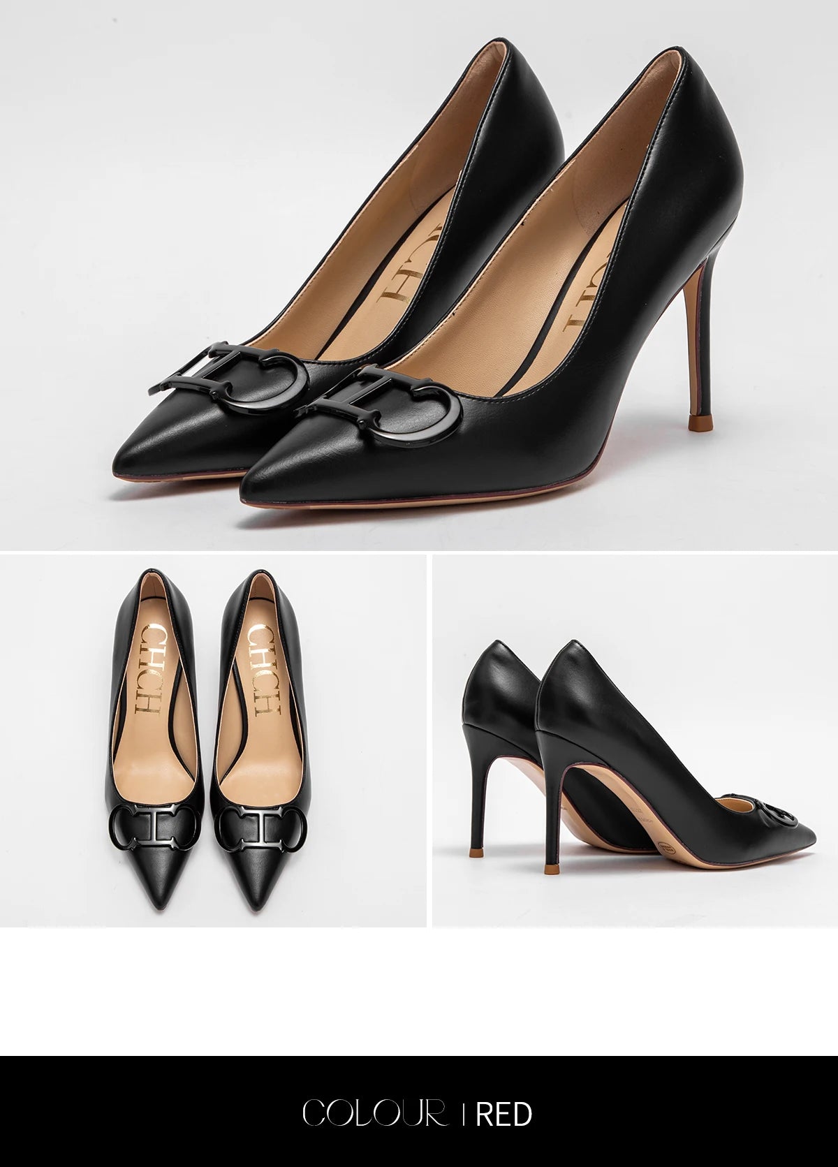 Women's High Heels New Pointed Metal Buckle Party Carnival Women's Shoes 9cm