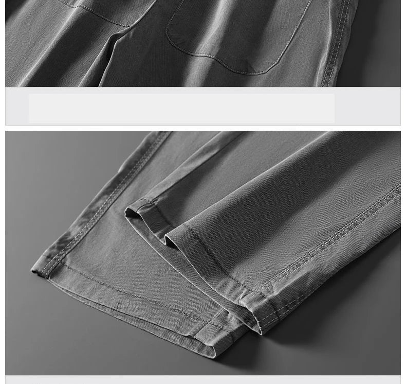 Soft Lyocell fabric men's jeans loose straight leg pants drawstring elastic waist Korean casual pants plus size M-5XL