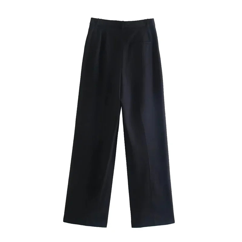 Women's Pants Beige Grey Black Wide Leg Pants Women High Waist Baggy Pants Woman Fashion Summer Office Trousers