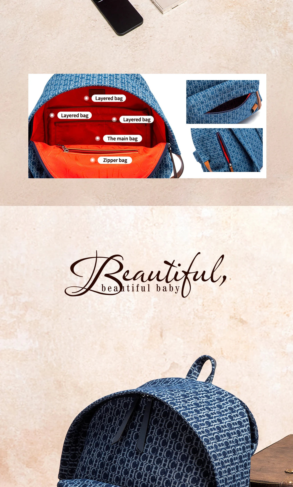 Backpack 20in Large Capacity Lightweight Foldable Storage Backpack Travel Bag Computer Bag