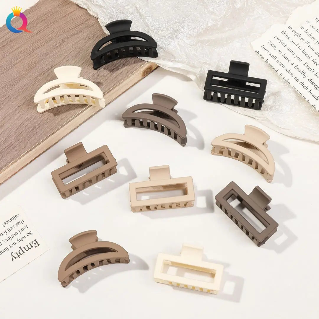 5-Piece Small Flower Hair Claw Clips – Matte Rectangle & Semicircle for Women & Girls