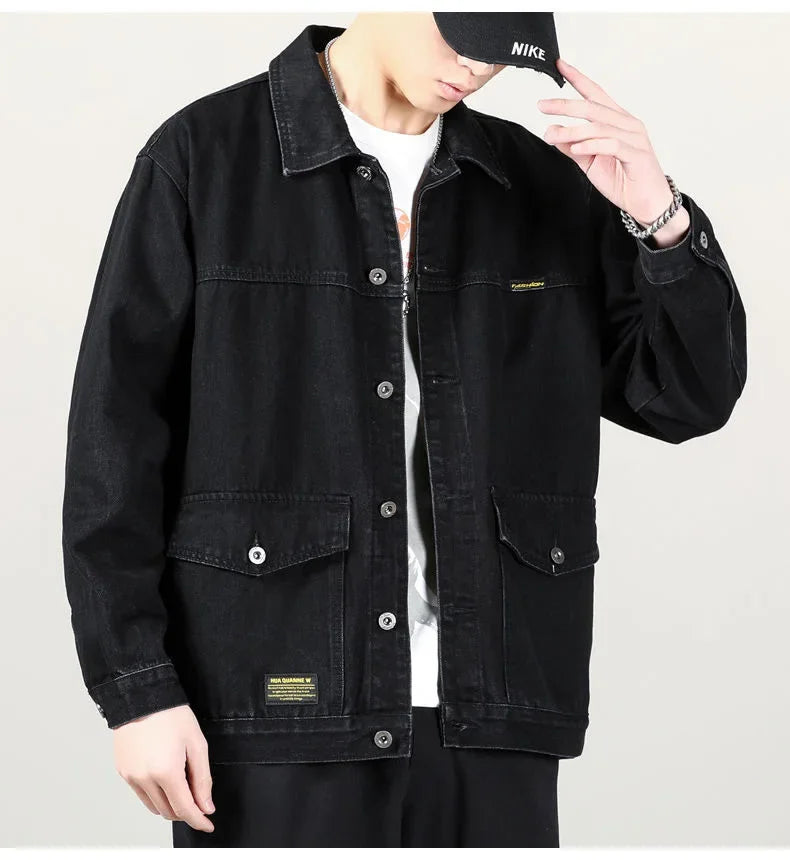 Men’s Casual Loose-Fit Denim Jacket – Spring/Autumn American Style
