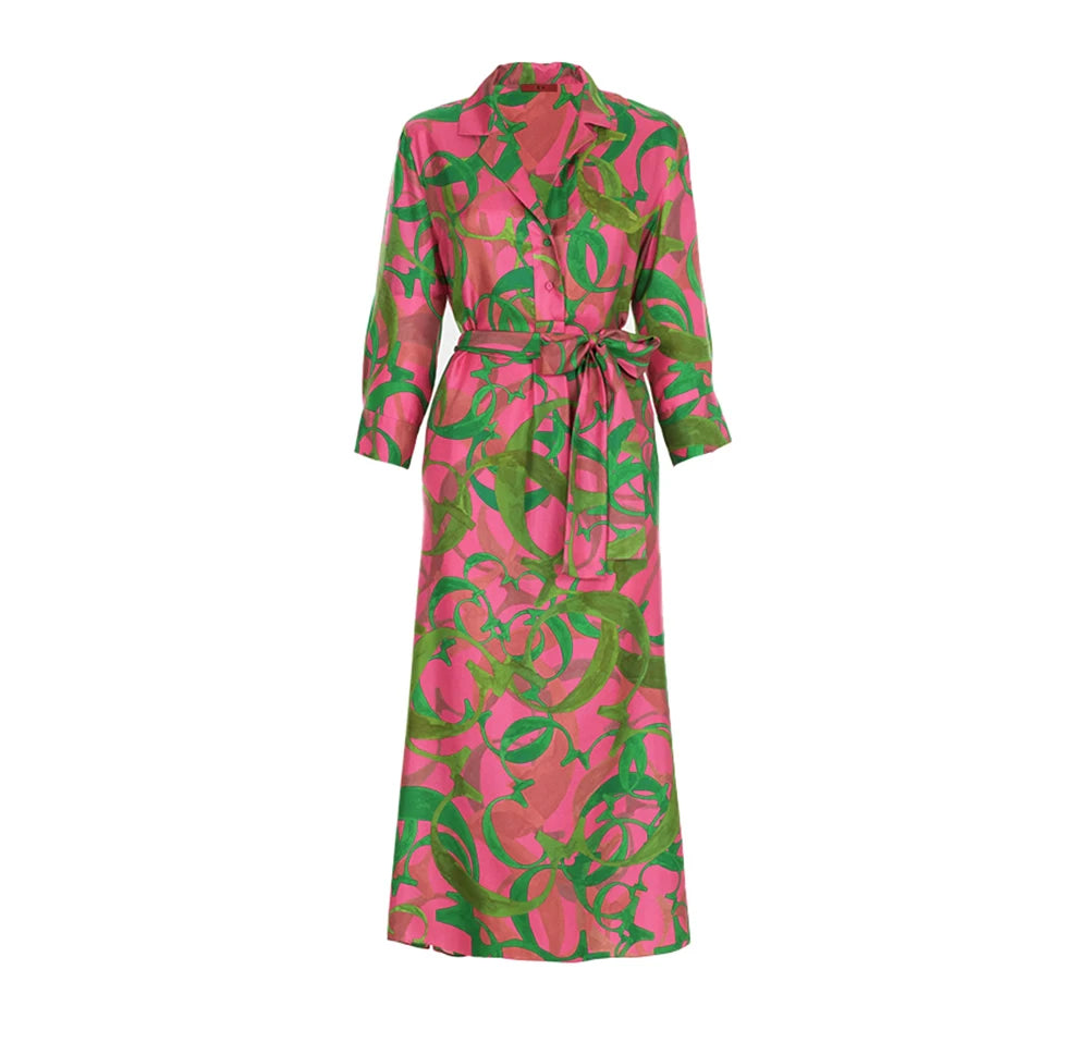 Women's Dress High Grade Elegant Party Long Sleeved Dress Single Breasted Lace Up Design Casual