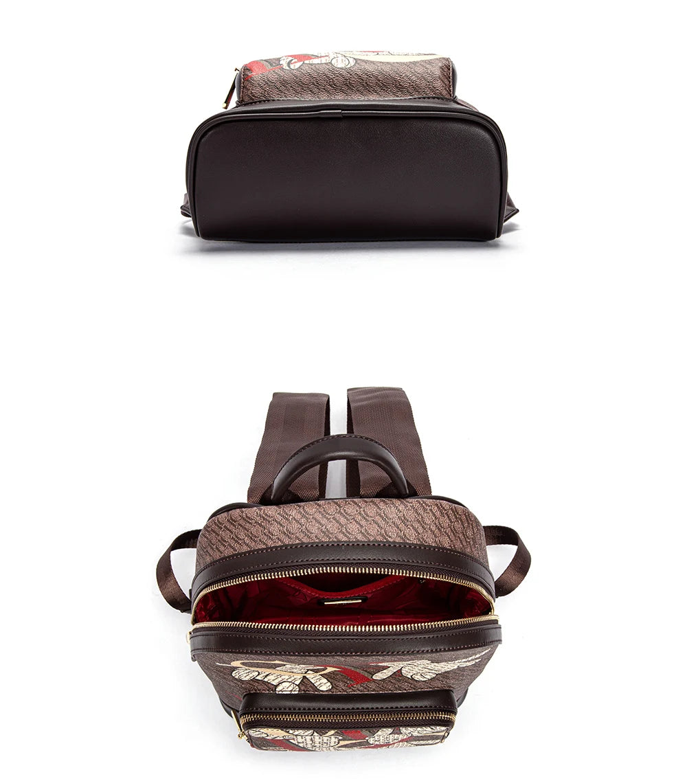 Women's Backpack Bear Cartoon Pattern Letter Design Backpack