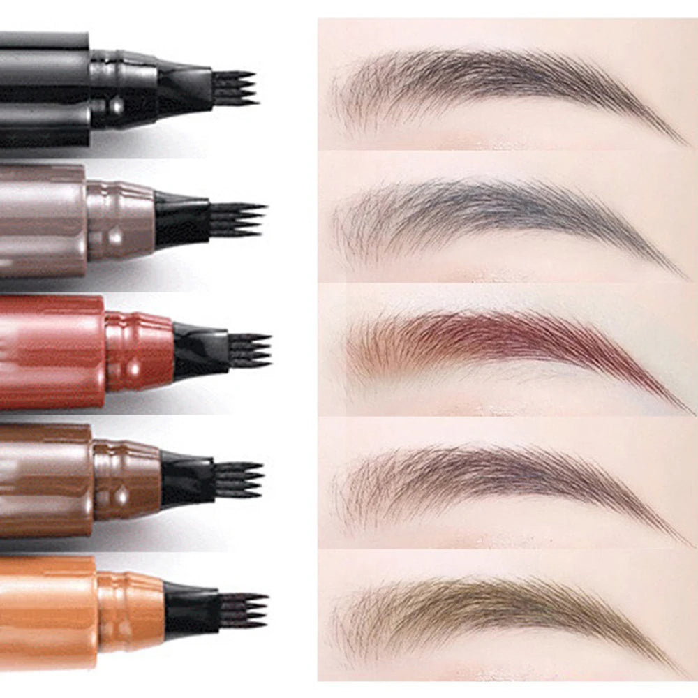 Four-pronged, long-lasting, water-resistant eyebrow pencil