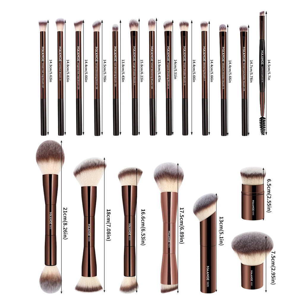20-Piece Pro Makeup Brush Set – Double-Ended for Foundation, Blush & Eyeshadow