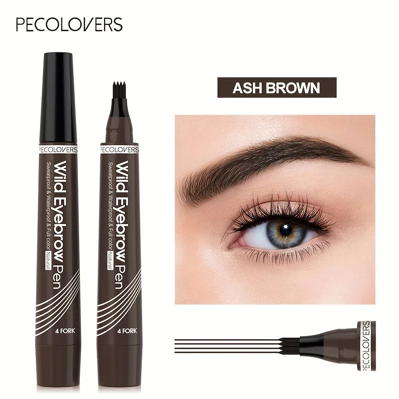 Waterproof 4-Tip Eyebrow Tattoo Pen – 6 Colors, Long-Lasting Liquid Brow Pencil