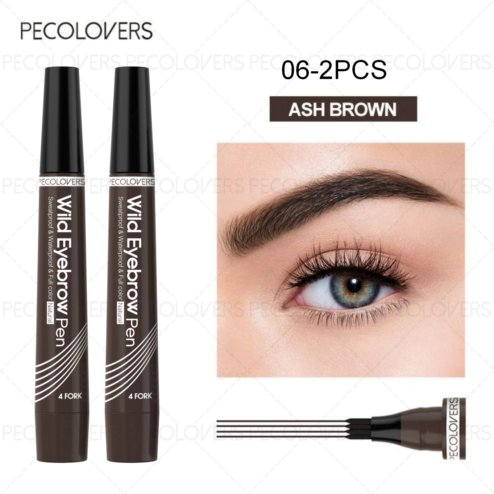Waterproof 4-Tip Eyebrow Tattoo Pen – 6 Colors, Long-Lasting Liquid Brow Pencil