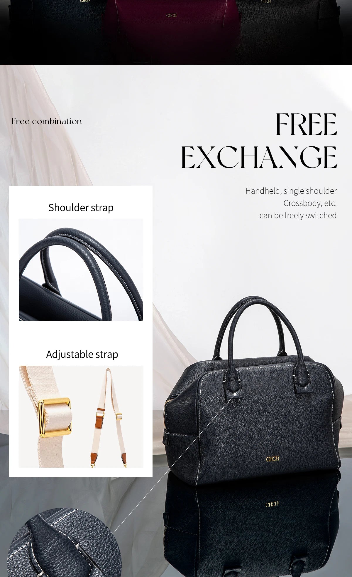 Women's Crossbody Bag Autumn Large Capacity Pillow Bag Hidden Blue Zipper Wide Shoulder Strap Travel Bag