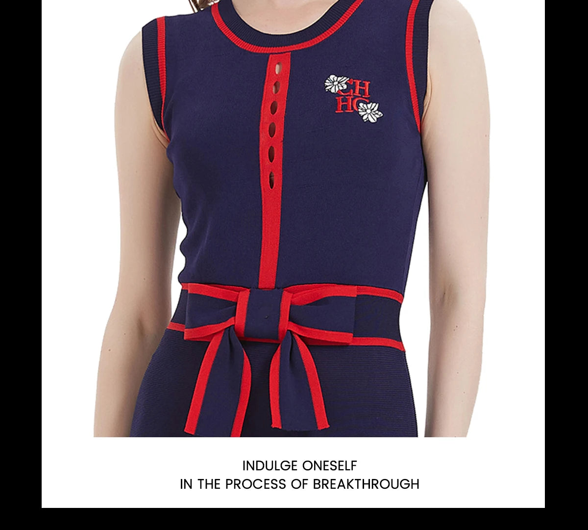 Women's Dress New Sleeveless Knitted Long Dress Simple navy blue Business