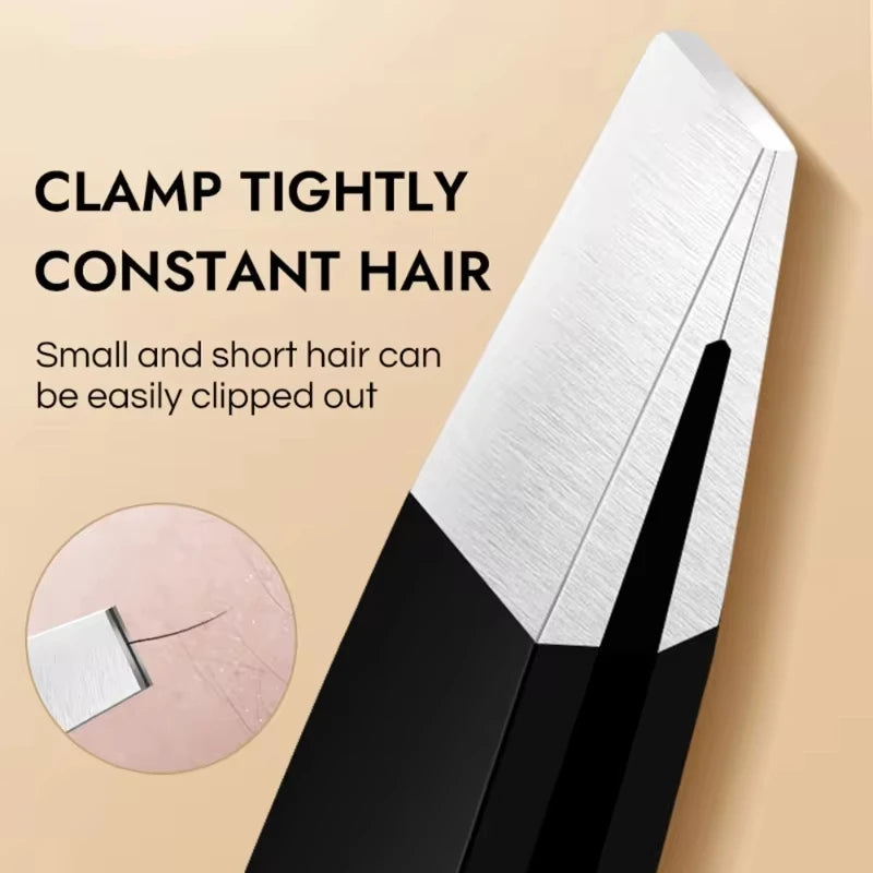 Stainless steel eyebrow tweezers for precise hair removal and shaping, durable and comfortable grip
