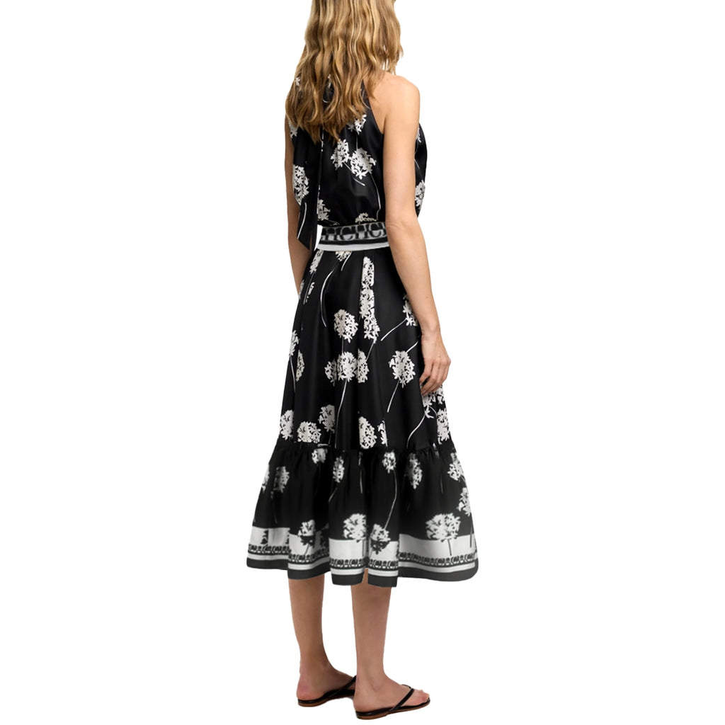 Women's Long Dress Summer New Black Printed Sexy Hanging Collar Dress Casual Party