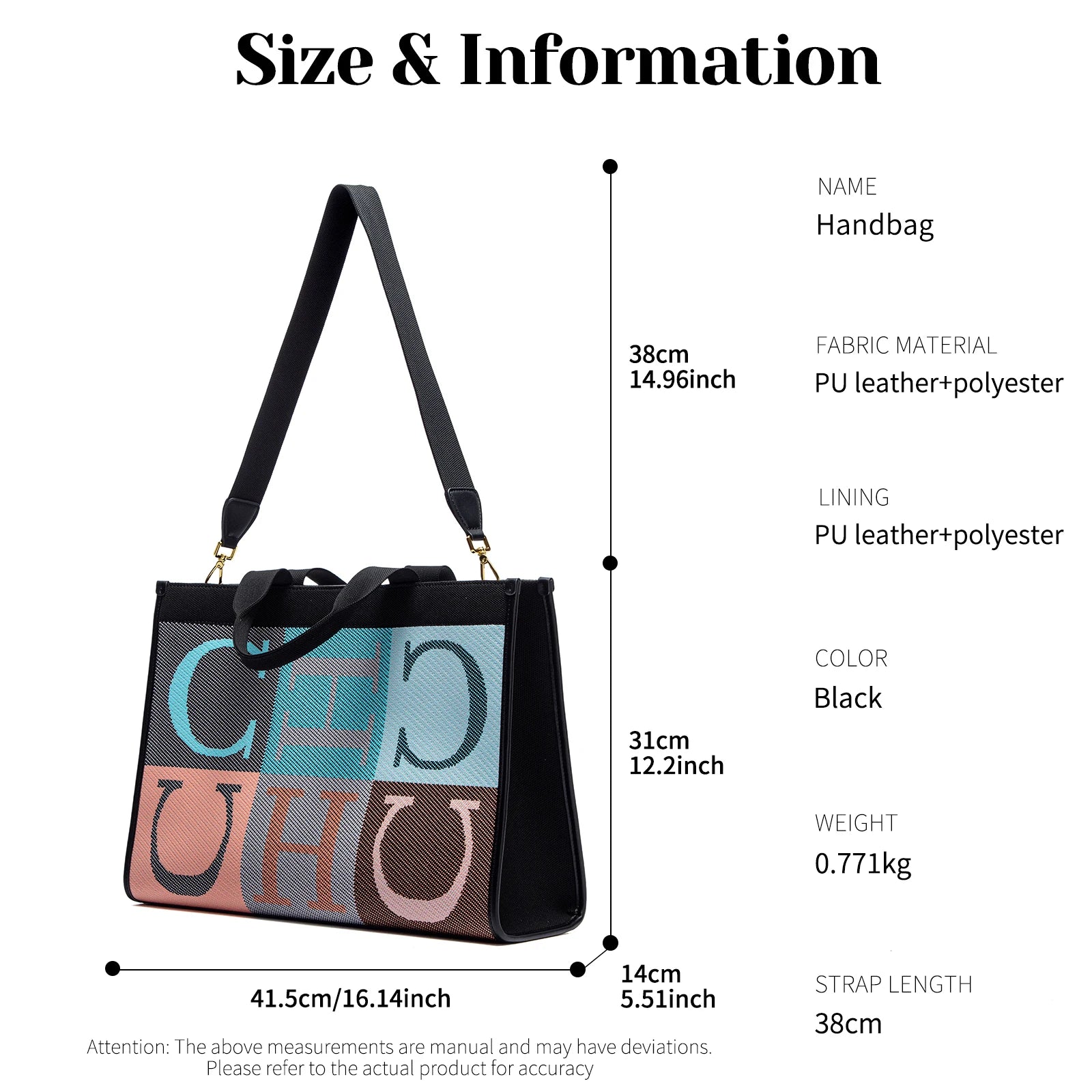 Women's Tote Bag New Letter Eco friendly Large Capacity Handbag Mommy Shopping Bag 42 * 12 * 31cm