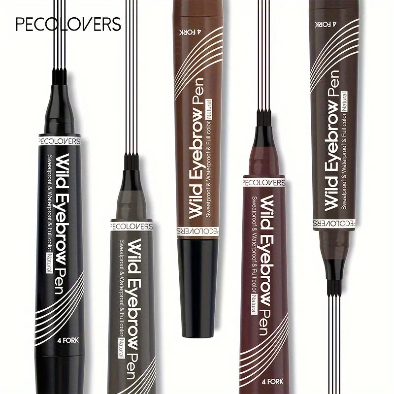 Waterproof 4-Tip Eyebrow Tattoo Pen – 6 Colors, Long-Lasting Liquid Brow Pencil