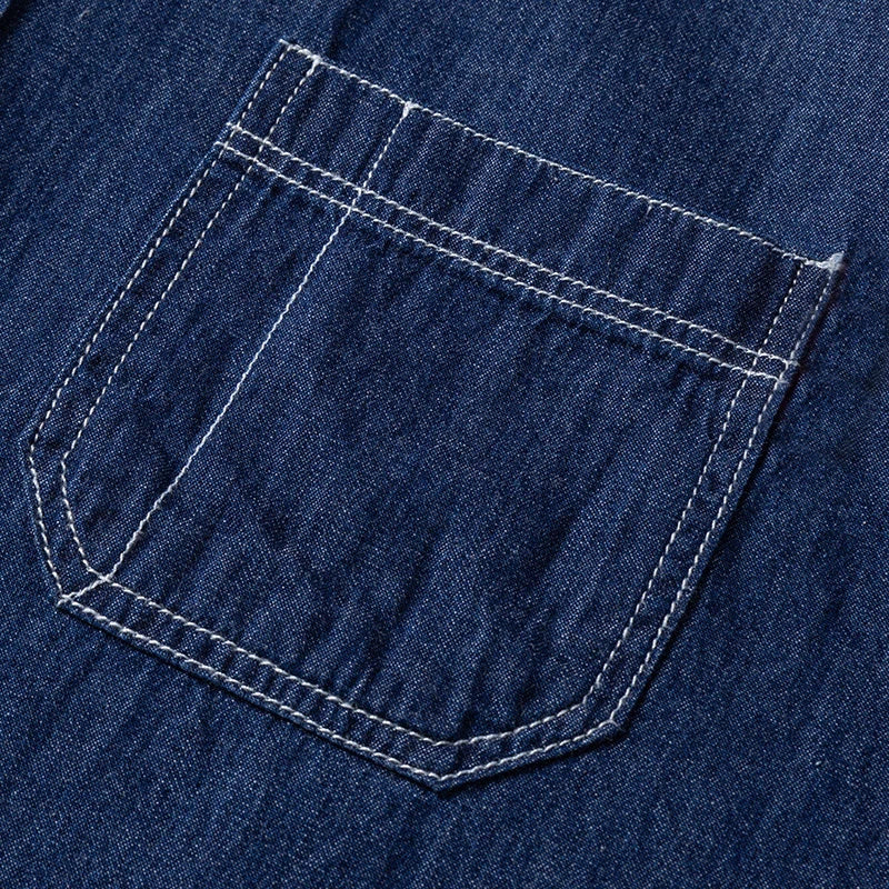 Men’s 100% Cotton Denim Shirt – Long Sleeve, Classic Fit, Pocket Design & Embroidery