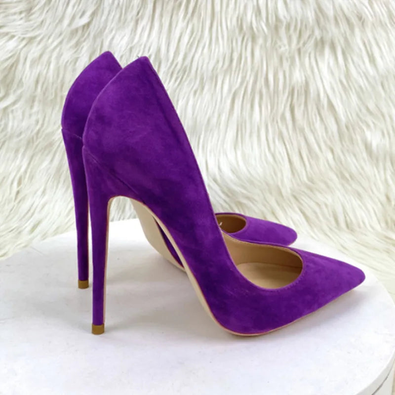 Star Style Suede Pumps, 8–12cm, Purple, Wedding