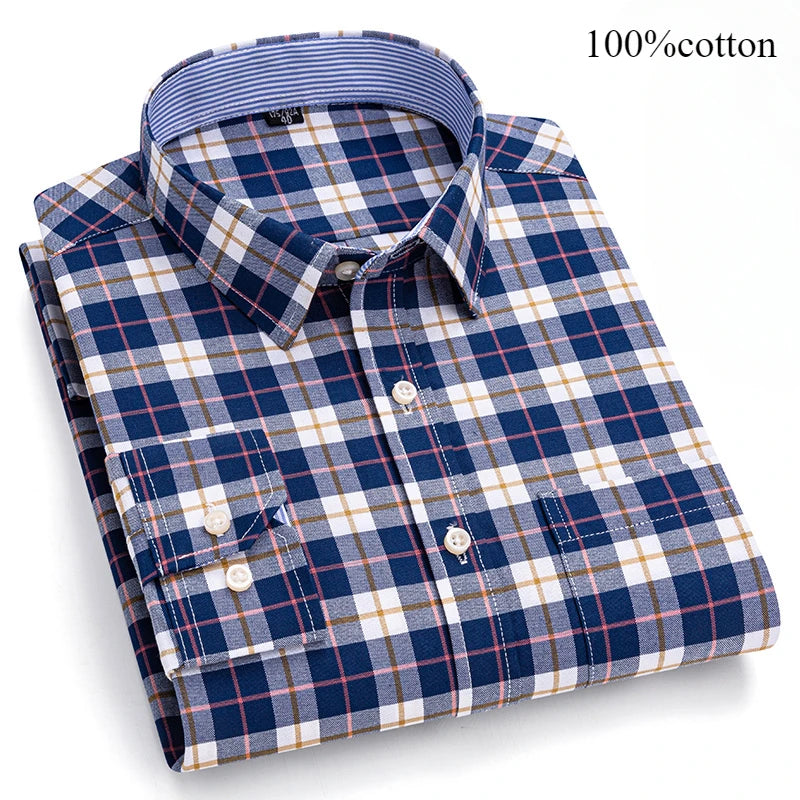 Men's 7XL Oxford Shirt – 100% Cotton, Slim Fit, Soft & Elegant Casual Designer Wear