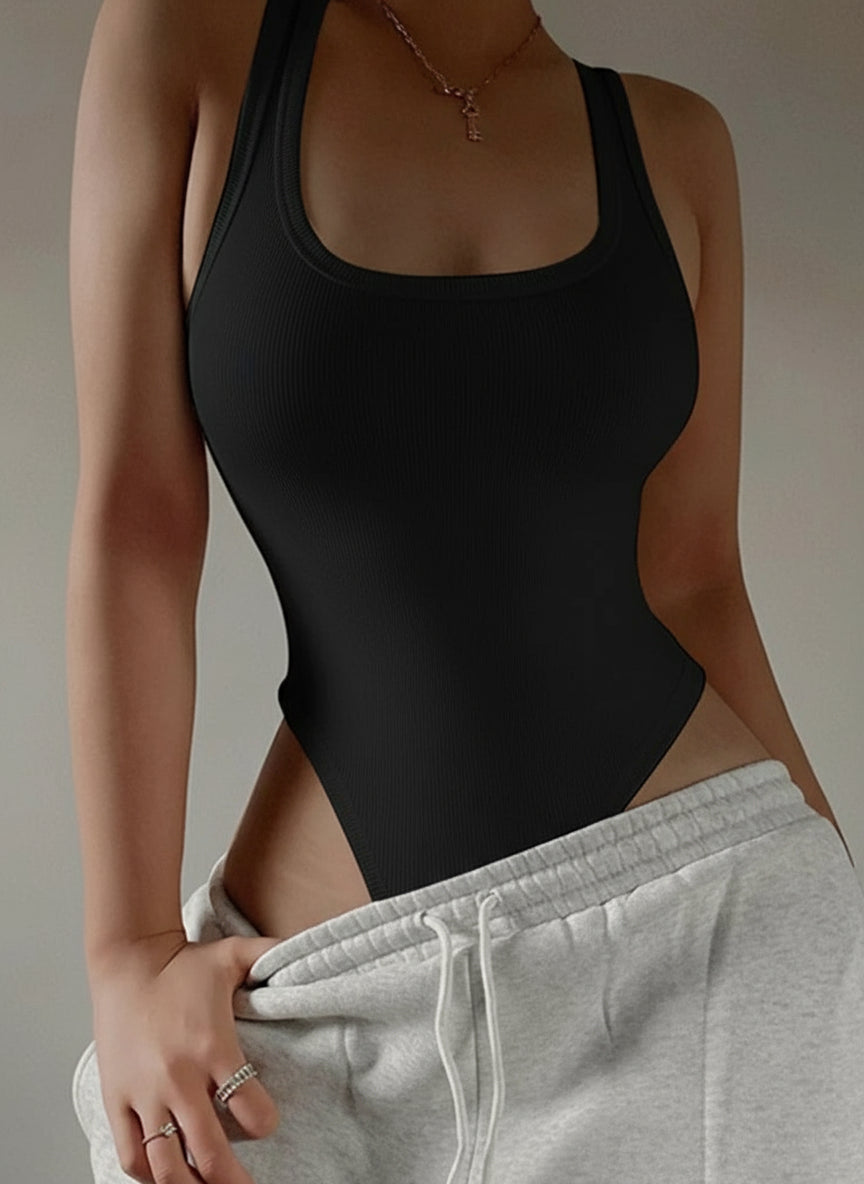 Sleeveless Knit Bodysuit – Off-Shoulder Halter Top for Women, Summer Club & Street Style