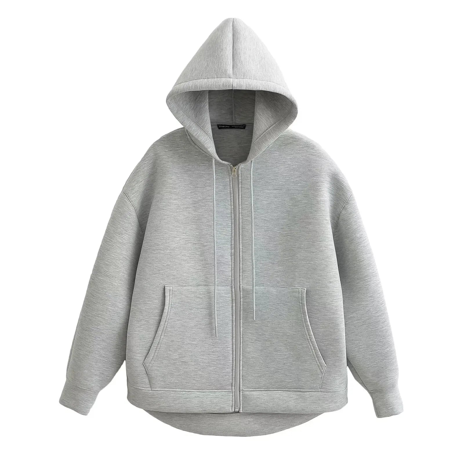 Women’s Winter Zipper Hoodie – Oversized High Street Coat with Double Pockets
