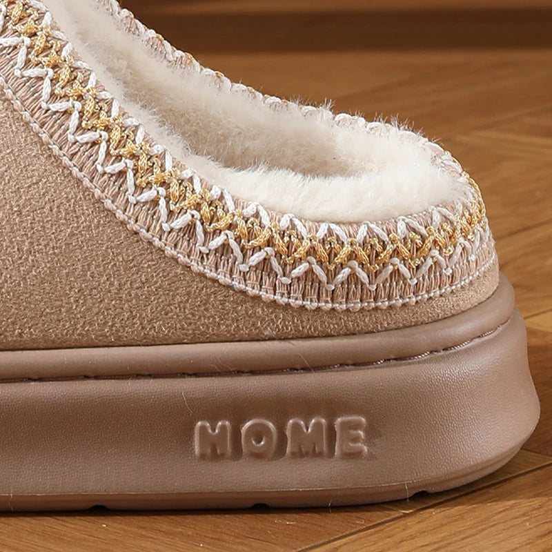 Fluffy Platform Winter Slippers – Warm Plush Cotton, Non-Slip, Unisex Indoor Shoes