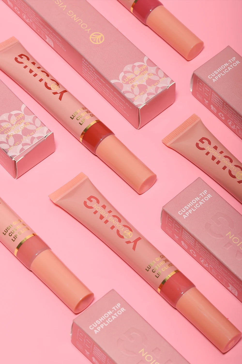 YOUNG VISION 6-Color Liquid Lip Gloss – Brightening, Moisturizing with Plush Brush