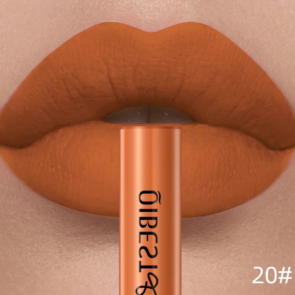 QIBEST Matte Liquid Lipstick – Waterproof, Long-Lasting Velvet Lip Gloss, Nude & Red