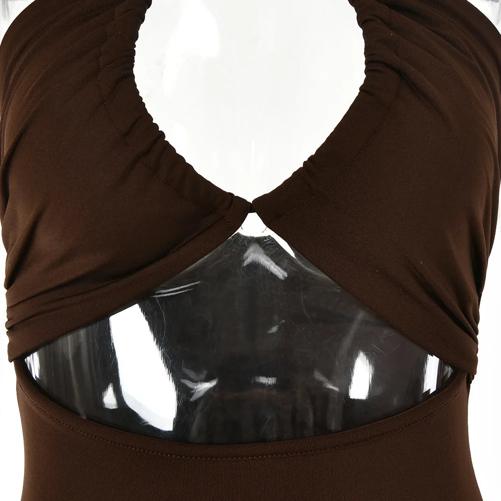 Women's Sleeveless Bodycon Midi Dress – Sexy Backless Party Dress, Elegant Clubwear