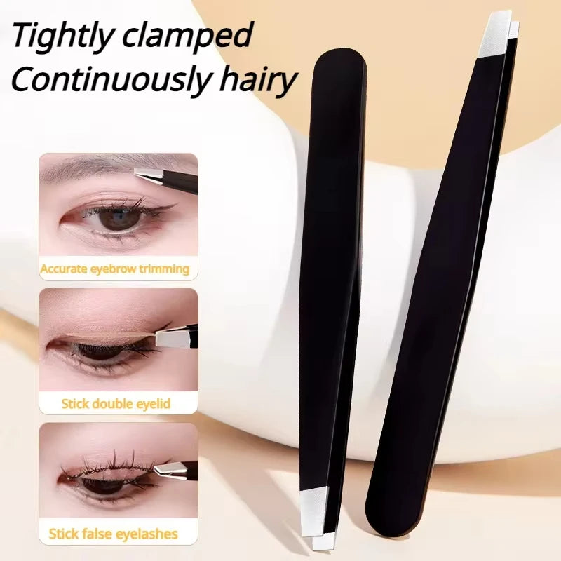 Stainless steel eyebrow tweezers for precise hair removal and shaping, durable and comfortable grip