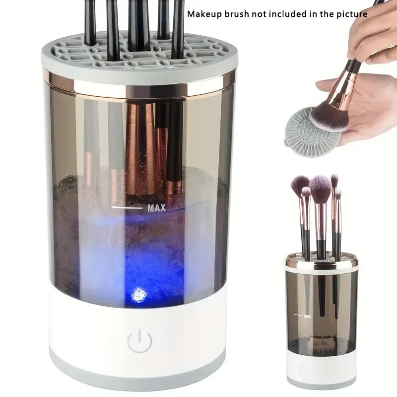 USB Electric Makeup Brush Cleaner – Portable, Quick Clean with Rubber Collar
