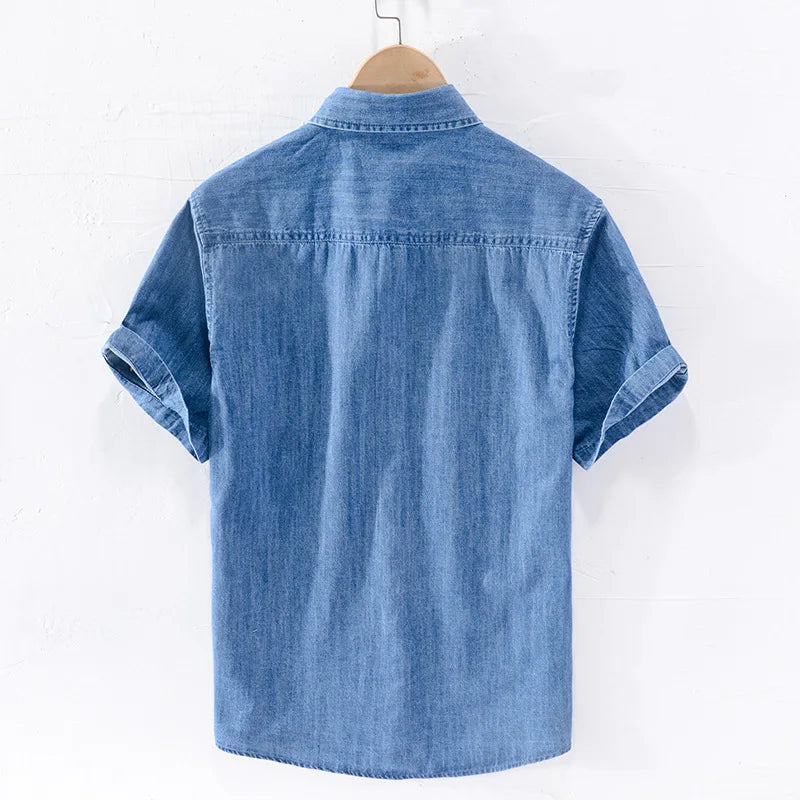 Men’s Summer Denim Shirt – Thin, Casual Half Sleeve Jacket for Camping & Everyday Wear