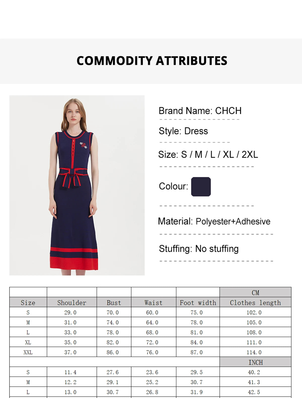 Women's Dress New Sleeveless Knitted Long Dress Simple navy blue Business