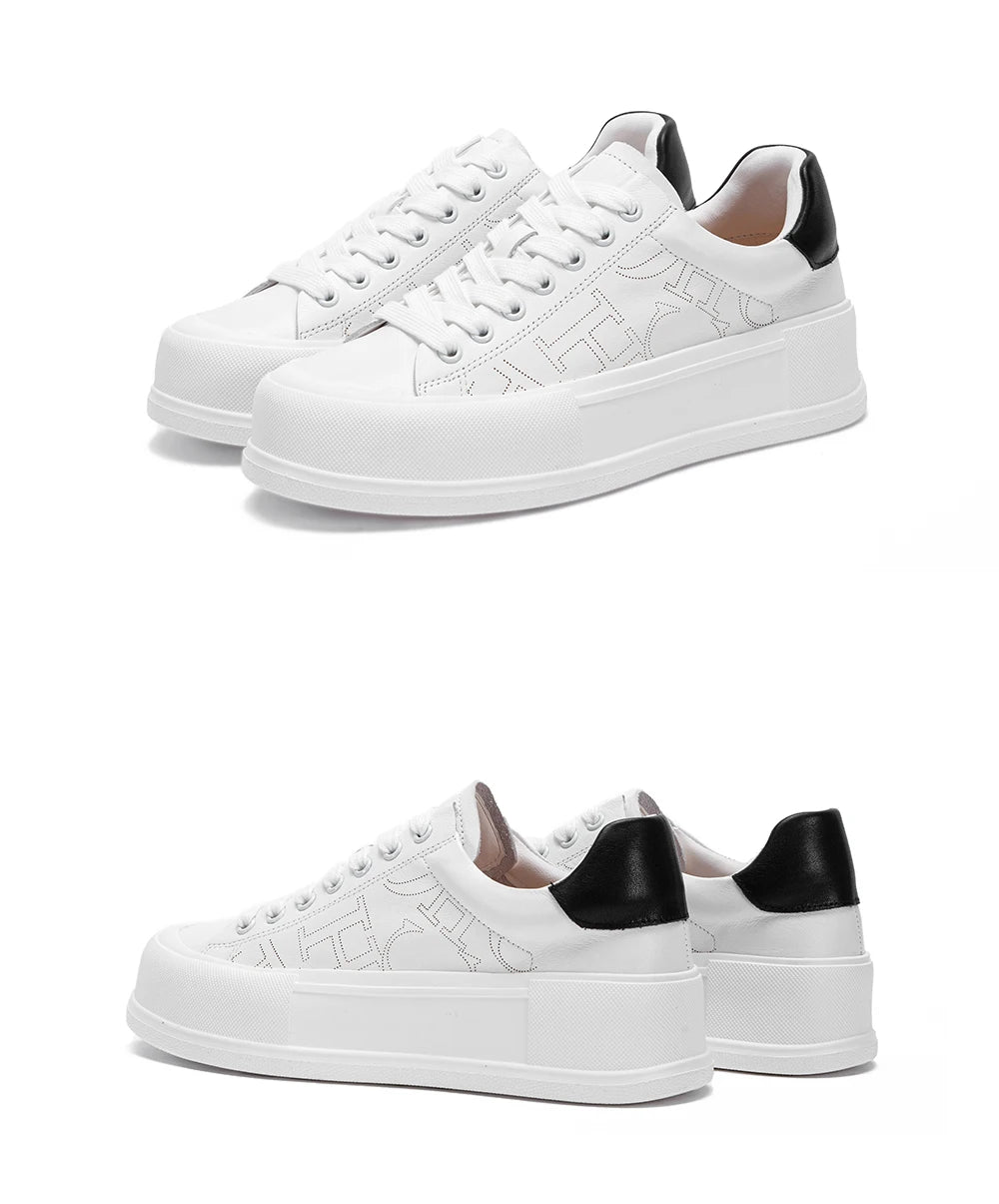 Women's Sports Shoes New Casual And Comfortable Thick-Soled Genuine Leather Wear-Resistant Sports Shoes